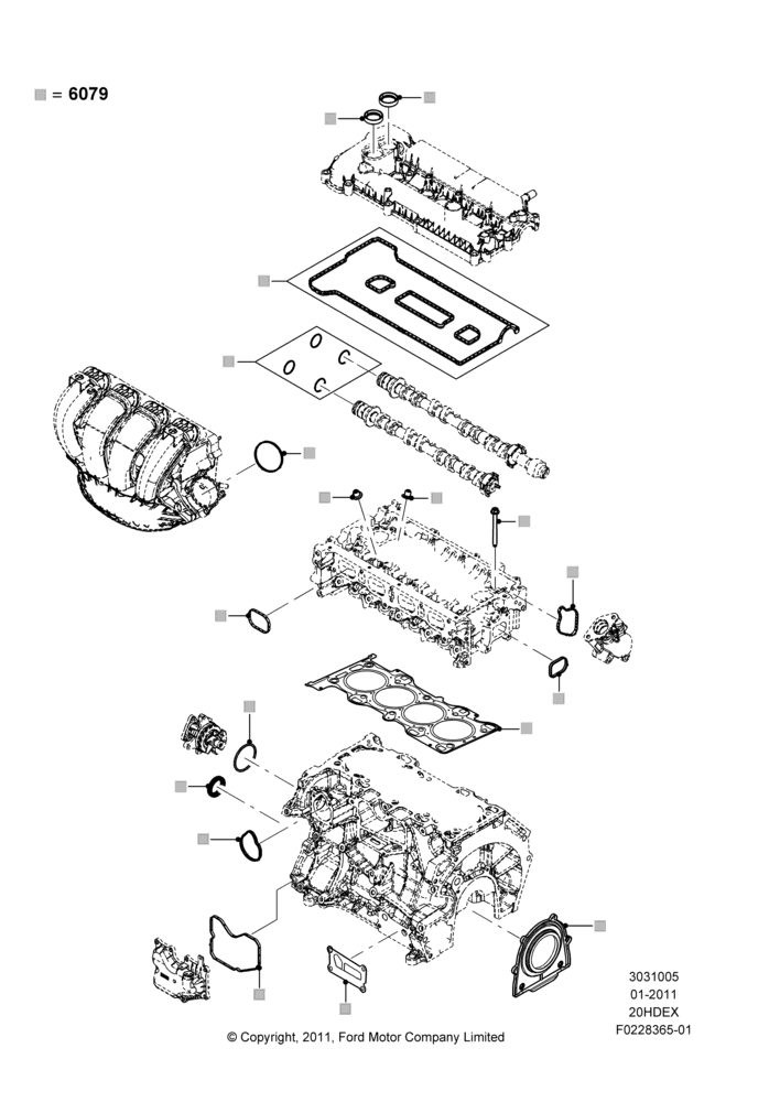 05B - Engine Gasket Kits, 2.0L I4 DI TIVCT Petrol 160PS; 31/JAN/2011-04/MAY/2018