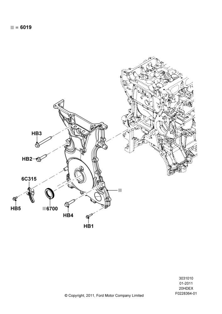 10B - Timing Gear Covers, 2.0L I4 DI TIVCT Petrol 160PS; 31/JAN/2011-04/MAY/2018