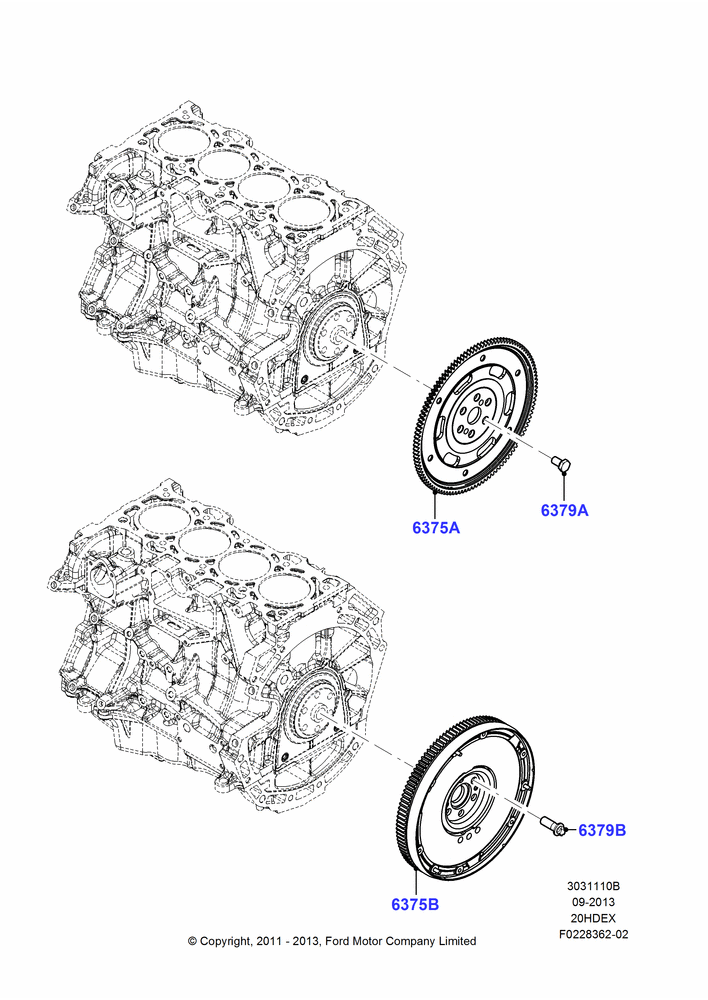 10B - Flywheel, 2.0L I4 DI TIVCT Petrol 160PS; 31/JAN/2011-04/MAY/2018