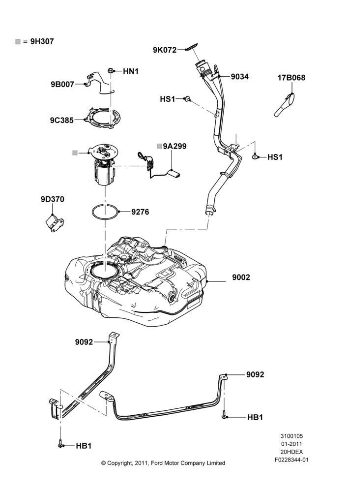 05C - Fuel Tank, 2.0L I4 DI TIVCT Petrol 160PS; 31/JAN/2011-05/MAR/2012