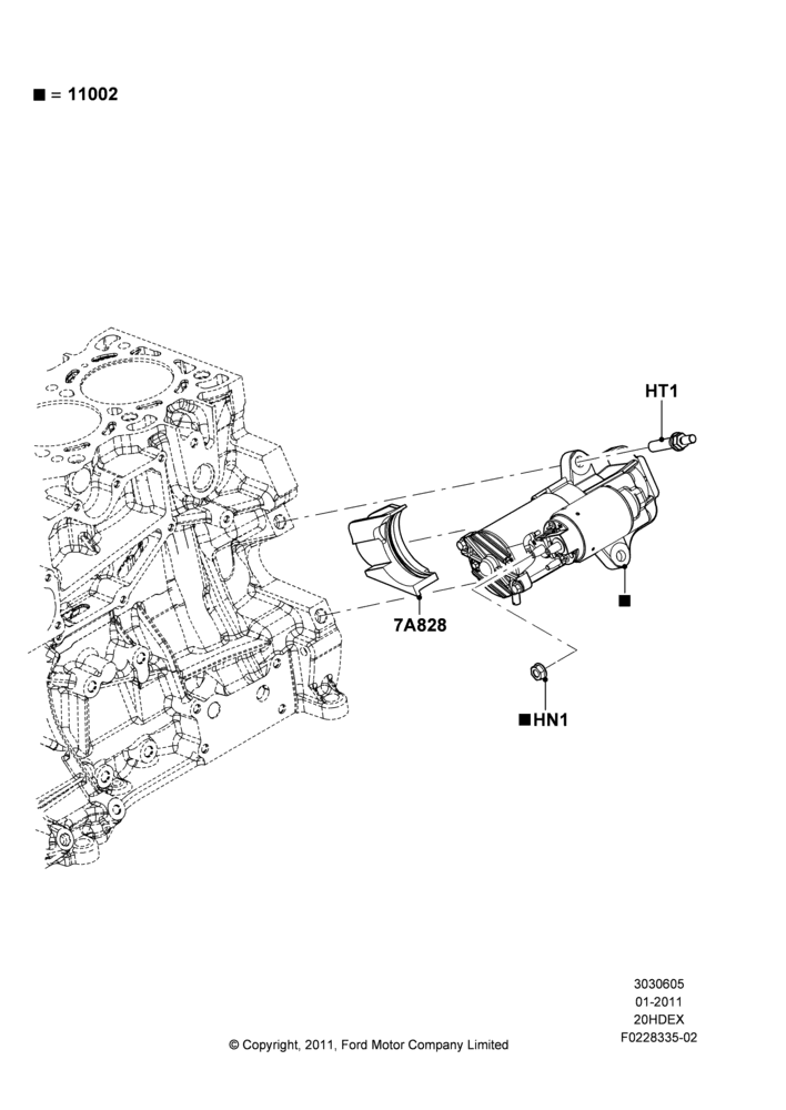 05B - Starter Motor, 2.0L I4 DI TIVCT Petrol 160PS; 31/JAN/2011-04/MAY/2018