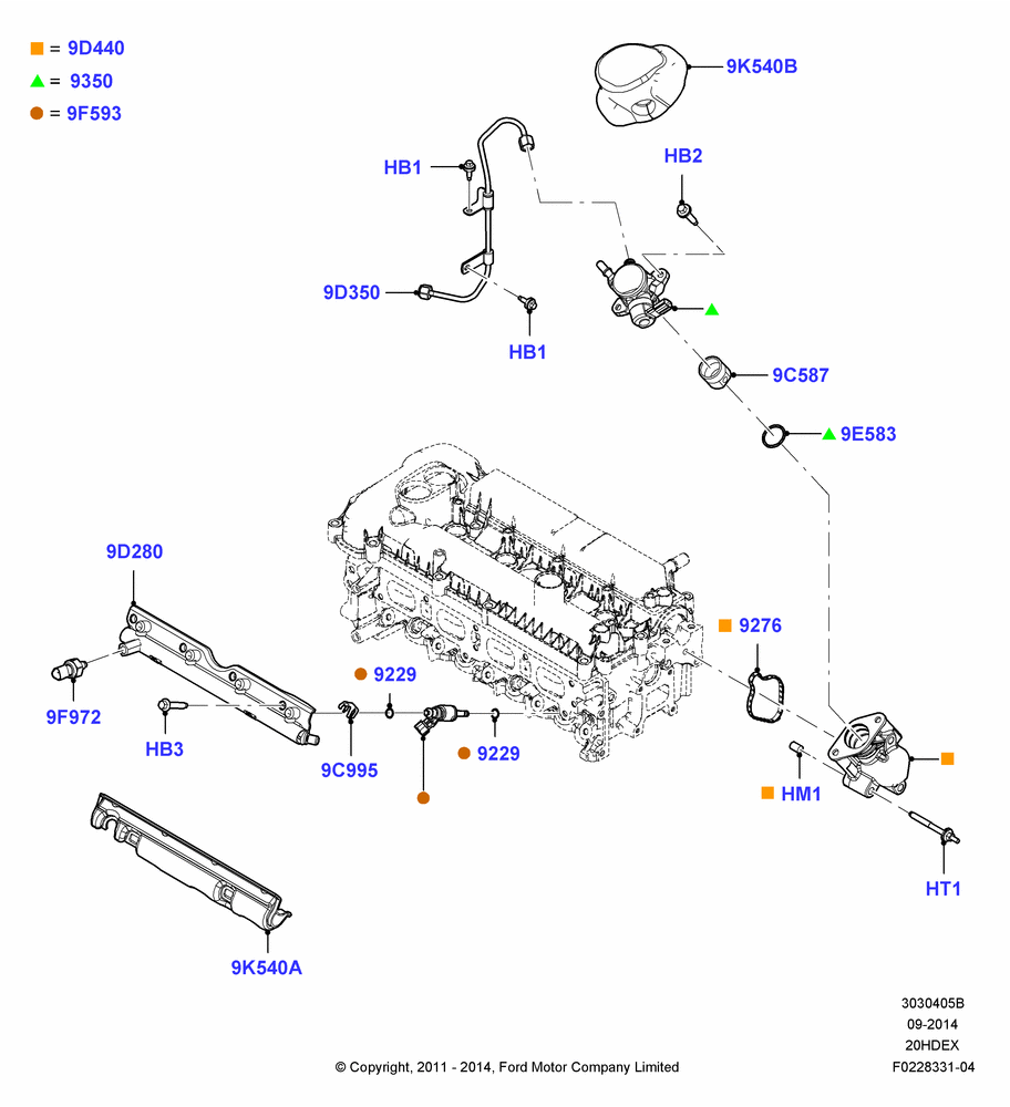 05B - Fuel Injectors and Pipes, 2.0L I4 DI TIVCT Petrol 160PS; 31/JAN/2011-07/APR/2016