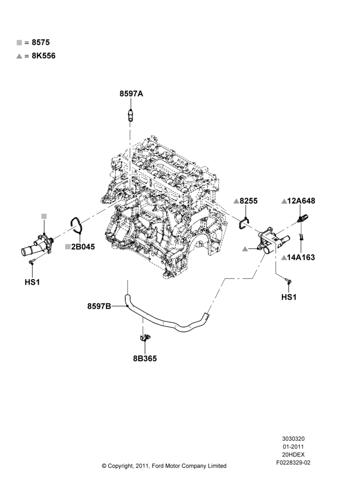 20B - Thermostat/Housing & Related Parts, 2.0L I4 DI TIVCT Petrol 160PS; 31/JAN/2011-04/MAY/2018