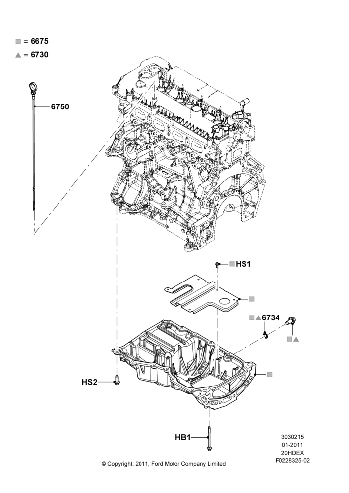 15B - Oil Pan/Oil Level Indicator, 2.0L I4 DI TIVCT Petrol 160PS; 31/JAN/2011-04/MAY/2018
