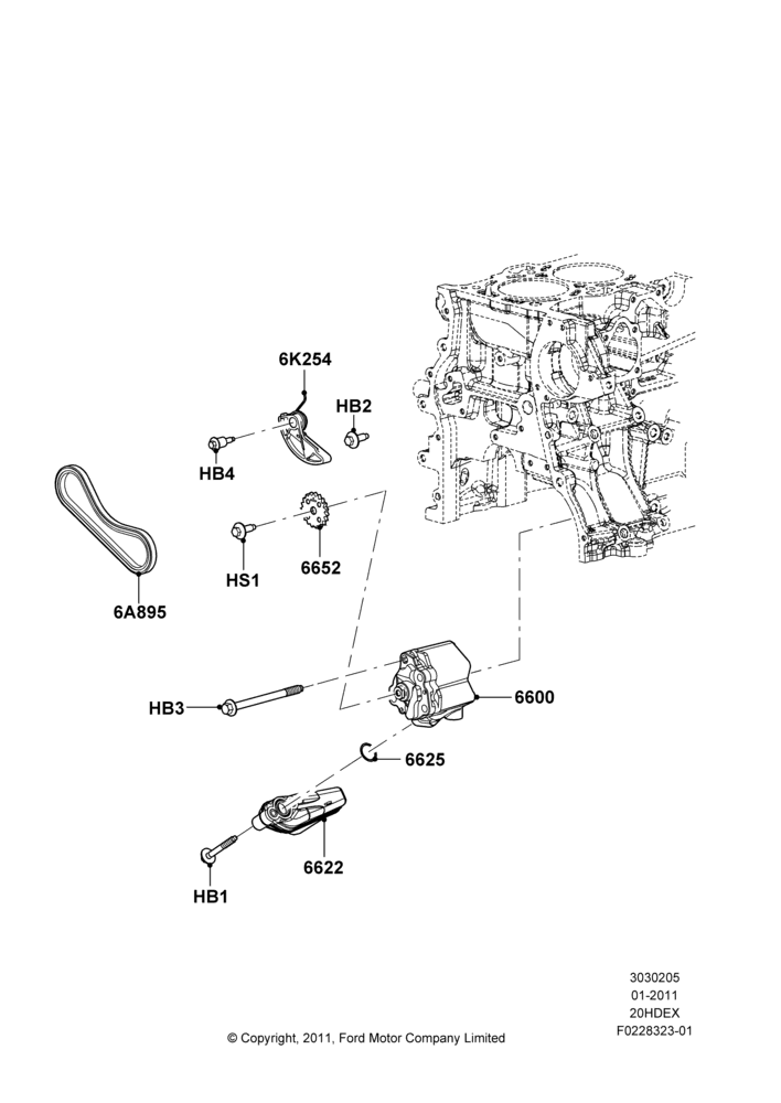 05B - Oil Pump, 2.0L I4 DI TIVCT Petrol 160PS; 31/JAN/2011-04/MAY/2018