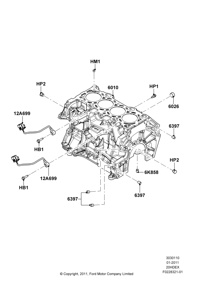 10B - Cylinder Block and Plugs, 2.0L I4 DI TIVCT Petrol 160PS; 31/JAN/2011-04/MAY/2018