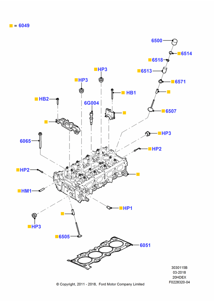 15B - Cylinder Head, 2.0L I4 DI TIVCT Petrol 160PS; 31/JAN/2011-04/MAY/2018