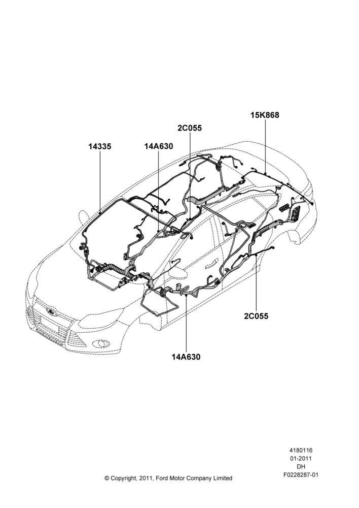 16A - Wiring - Body And Roof Console, 4 Door Sedan; 31/JAN/2011-08/DEC/2014