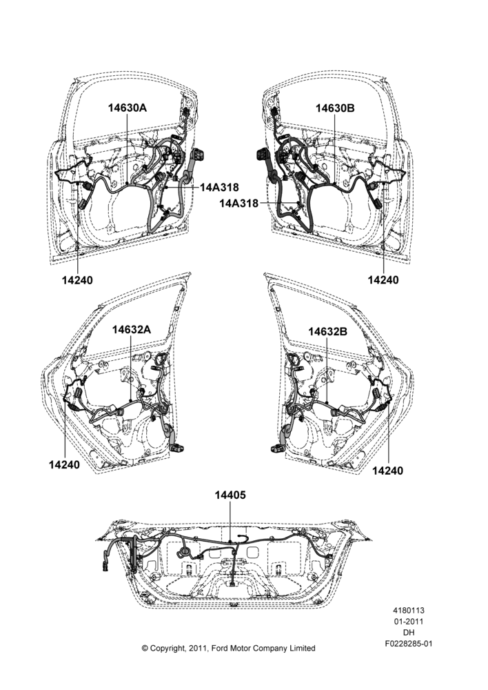 13A - Wiring - Body Closures, 4 Door Sedan; 31/JAN/2011-08/DEC/2014
