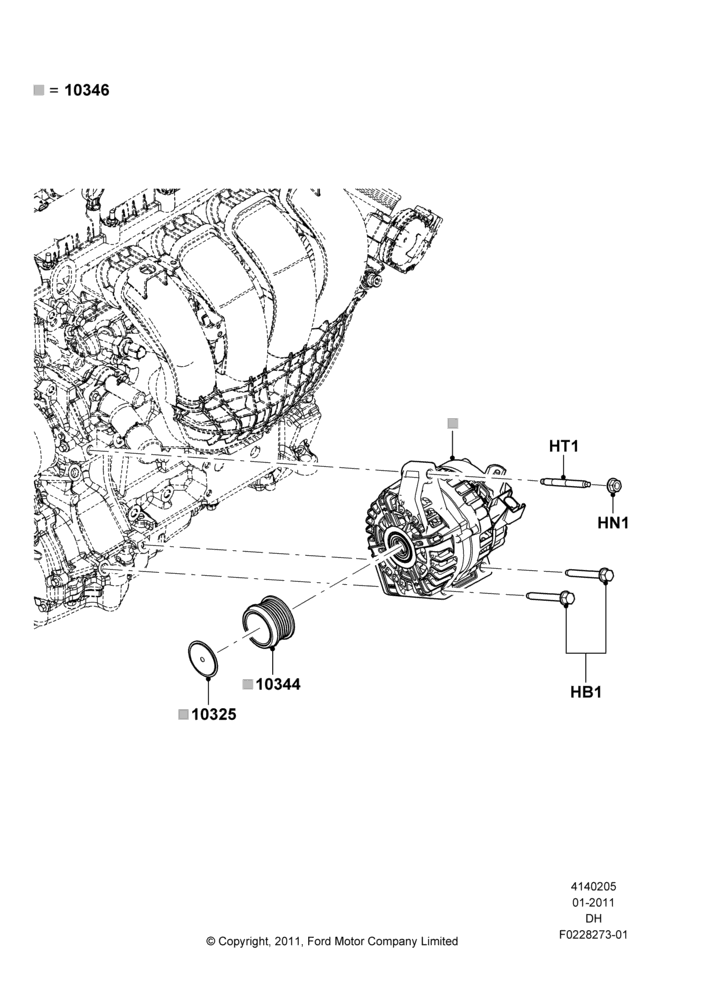 05A - Alternator and Mountings, 2.0L I4 DI TIVCT Petrol 160PS; 31/JAN/2011-04/MAY/2018