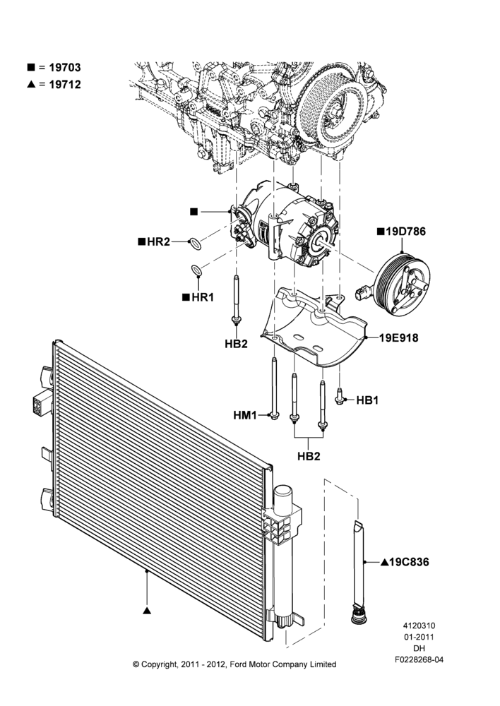 10A - Air Conditioning Condensr/Compressr, 2.0L I4 DI TIVCT Petrol 160PS; 31/JAN/2011-08/DEC/2014