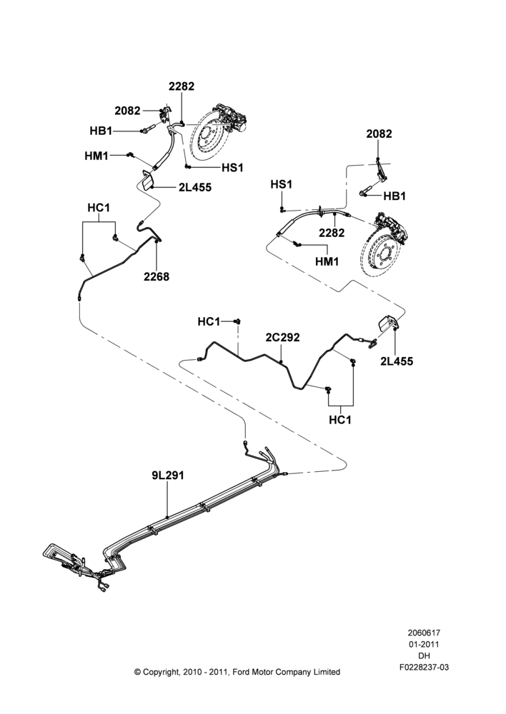 17A - REAR BRAKE LINES, 2.0L I4 DI TIVCT Petrol 160PS, 2.0L EcoBoost (240PS); 31/JAN/2011-04/MAY/2018