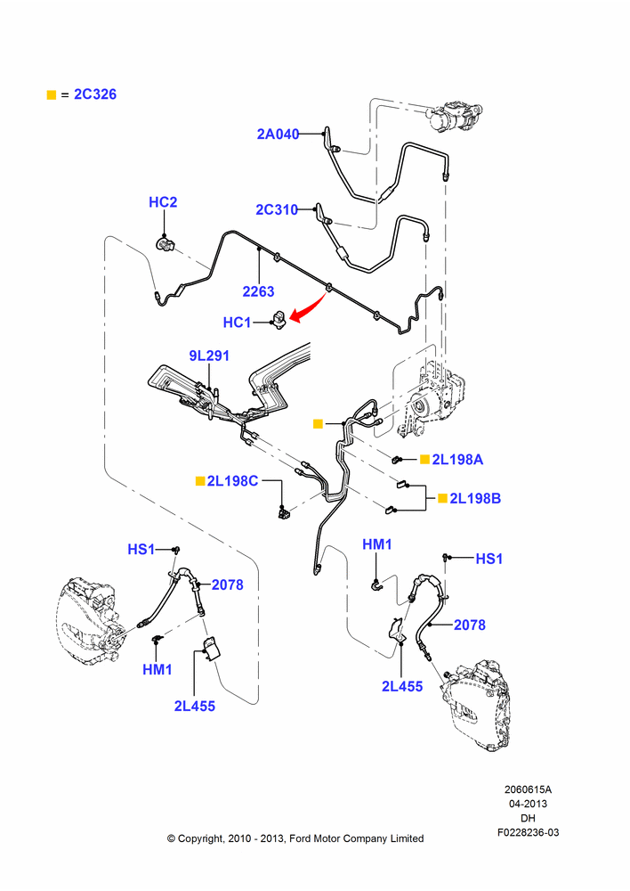 15A - FRONT BRAKE LINES, 2.0L I4 DI TIVCT Petrol 160PS, 2.0L EcoBoost (240PS); 31/JAN/2011-08/DEC/2014