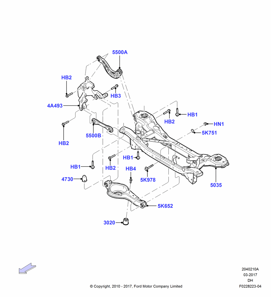 10A - Rear Cross Member & Stabilizer Bar, Control Arms and Cross Member; 31/JAN/2011-04/MAY/2018