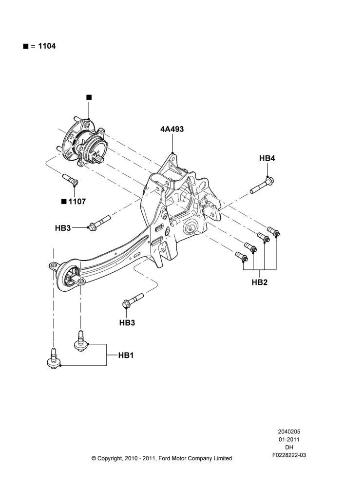 05A - Rear Knuckle and Suspension Arms, 72V/350 AMP Electric Motor, 1.0L EcoBoost 120PS/125PS/140PS, 2.0L I4 DI TIVCT Petrol 160PS; 31/JAN/2011-04/MAY/2018