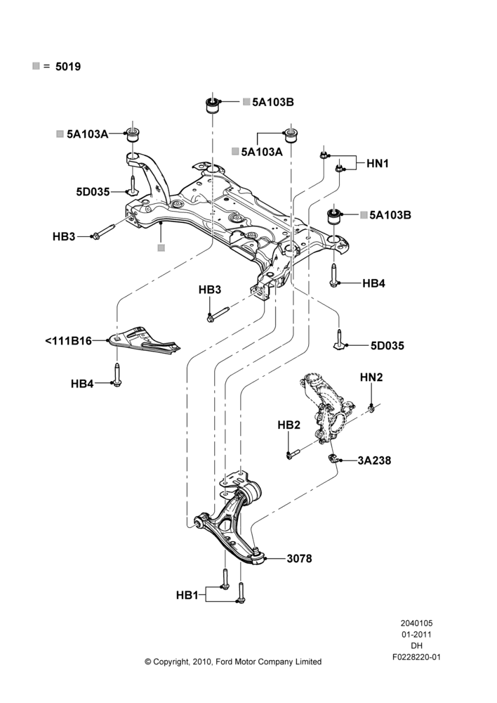 05A - Front Susp.Arms/Stabilizer/X-Member, Control Arms and Cross Member; 31/JAN/2011-04/MAY/2018
