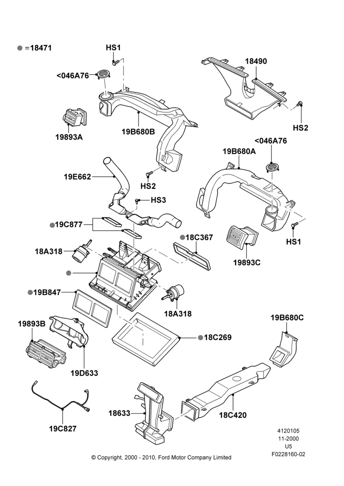 05D - Air Vents, Louvres and Ducts, All LHD Territories, Manual Air Conditioning; 13/NOV/2000-19/JUL/2005