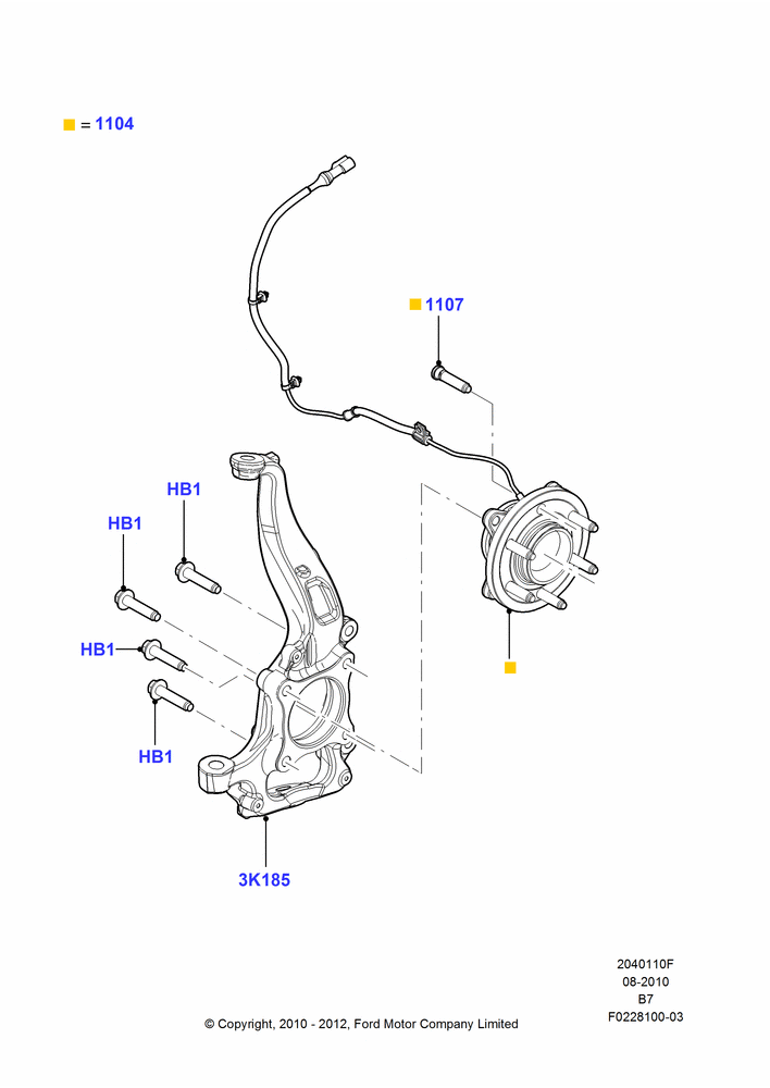 10F - Front Knuckle and Hub, LHD RWD; 29/JUN/2009-30/JUN/2017