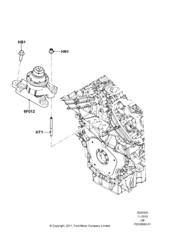 05B - Engine Mounting, 3.5L Cyclone V6 Petrol TIVCT, 3.7L DOHC V6 Gas.; 01/NOV/2010-03/MAR/2019