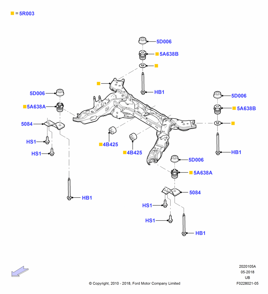05A - Rear Suspension Frame Mounting, LHD 2WD (Front Wheel Drive); 01/NOV/2010-03/MAR/2019