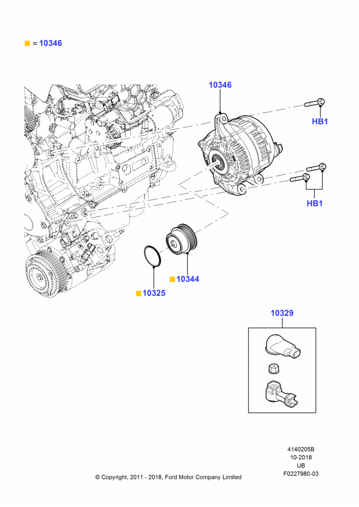 05B - Alternator and Mountings, 2.0L EcoBoost (240PS); 13/JUN/2011-04/MAY/2015