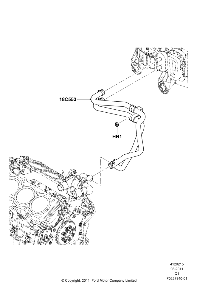 15B - Heater Hoses, 3.5L 4V DOHC VCT SMPI V6 Gas, 3.7L DOHC V6 Gas.; 08/AUG/2011-24/DEC/2014
