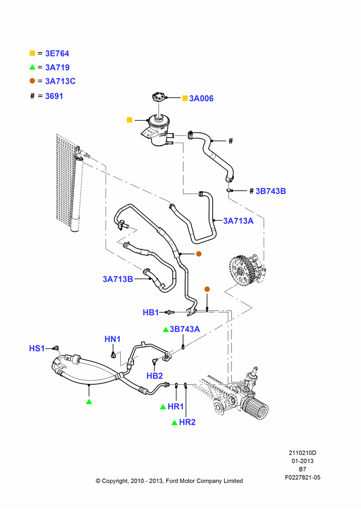 10D - Supply & Return Hoses - Power Strg; 16/AUG/2010-30/JUN/2017