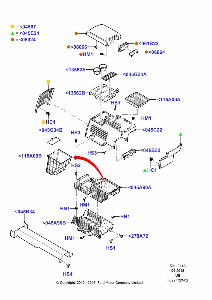 11A - Console - Rear Floor; 01/NOV/2010-03/MAR/2019