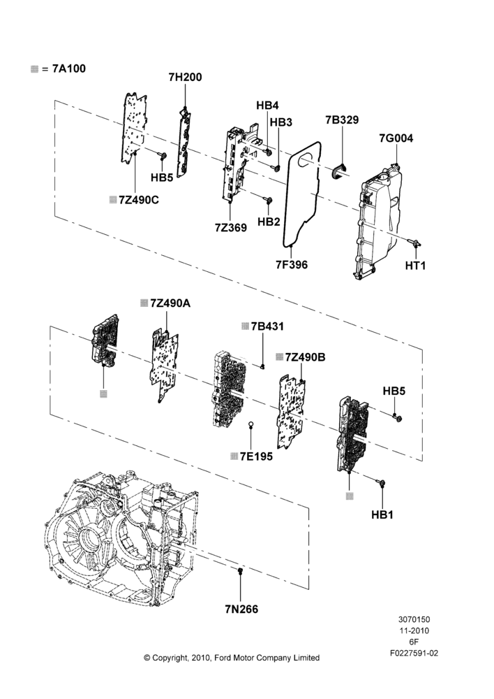 50E - Valve Body - Main Control & Servo's, 6 Speed Auto Transmission 6F50, 6 Speed Auto Transmission 6F55; 01/NOV/2010-03/MAR/2019