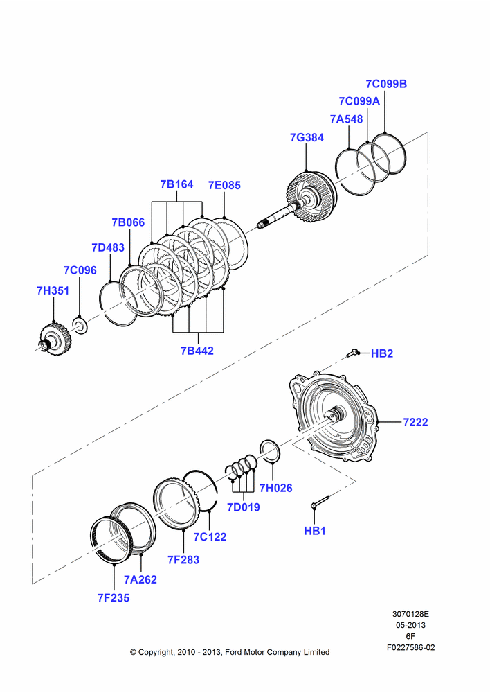 28E - Direct Clutch and Components, 6 Speed Auto Transmission 6F50, 6 Speed Auto Transmission 6F55; 01/NOV/2010-03/MAR/2019