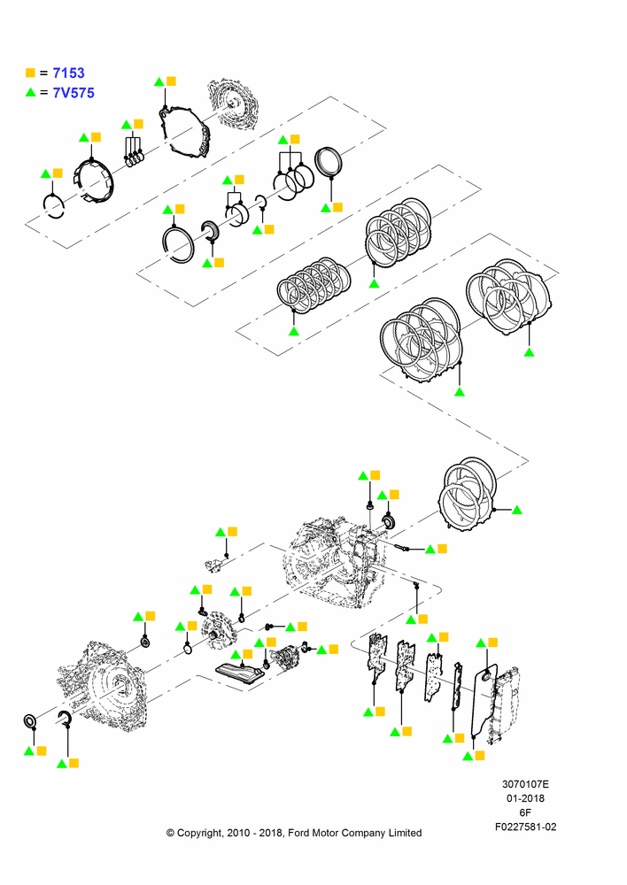 07E - Automatic Transmission Gasket Kits, 6 Speed Auto Transmission 6F50, 6 Speed Auto Transmission 6F55; 01/NOV/2010-03/MAR/2019