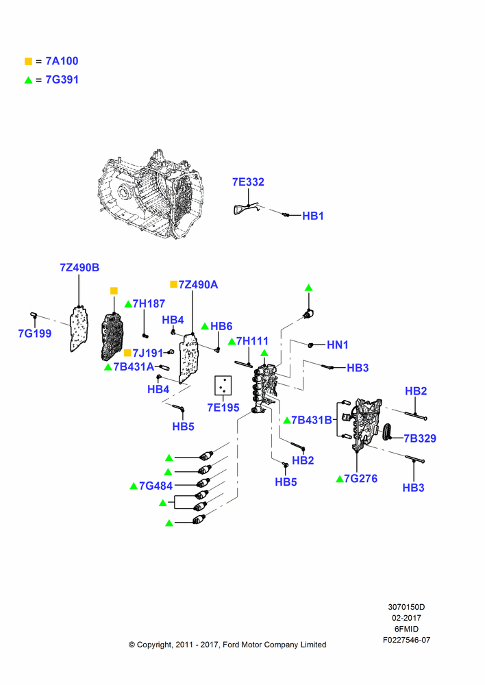 50D - Valve Body - Main Control & Servo's, 6 Speed Auto Trans 6F Mid-Range; 18/JUL/2011-04/SEP/2012
