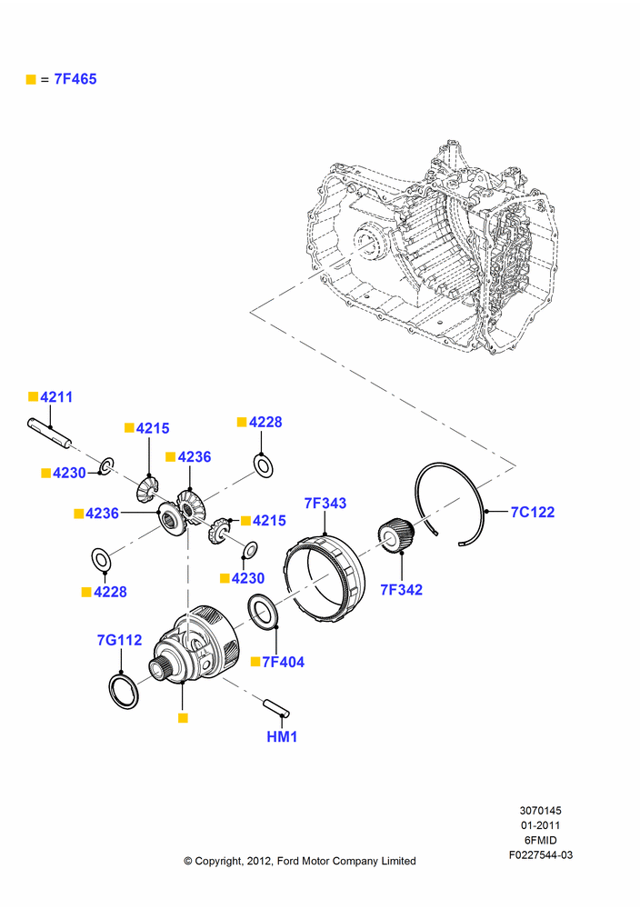 45D - Automatic Transaxle Diff.Component, 6 Speed Auto Trans 6F Mid-Range; 18/JUL/2011-03/MAR/2019