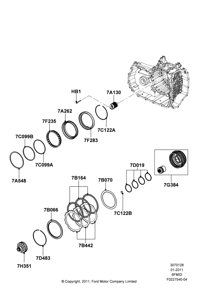 28D - Direct Clutch and Components, 6 Speed Auto Trans 6F Mid-Range; 18/JUL/2011-03/MAR/2019
