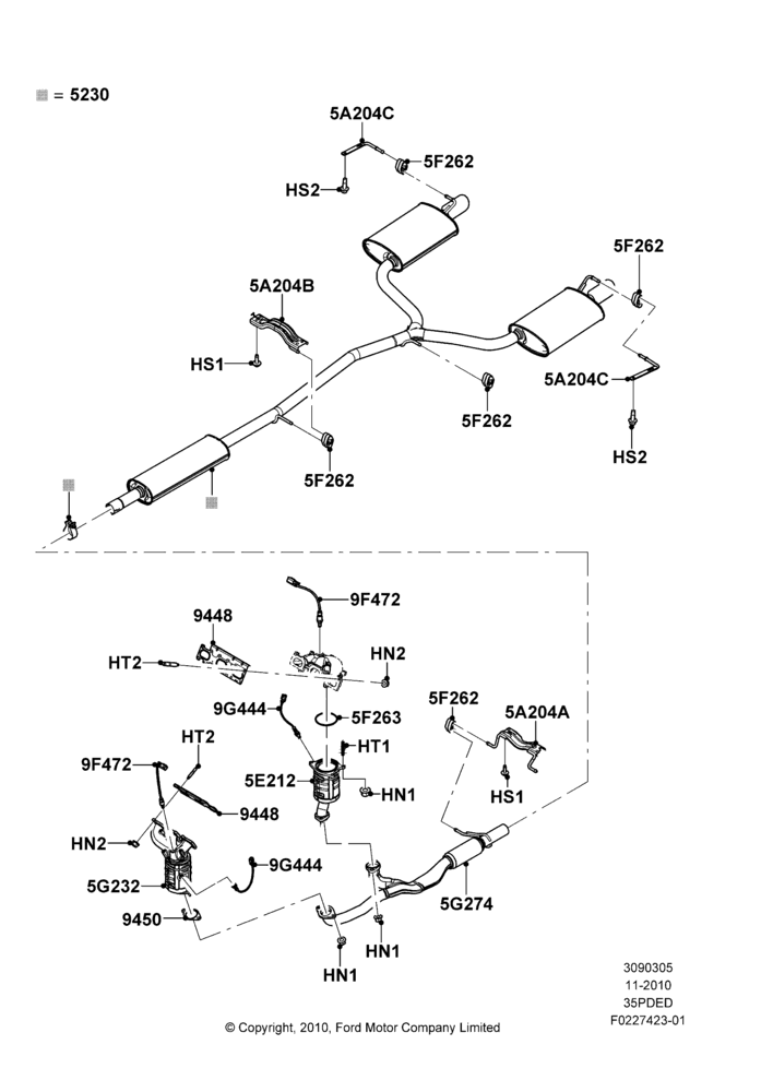 Exhaust System, 3.5L Cyclone V6 Petrol TIVCT