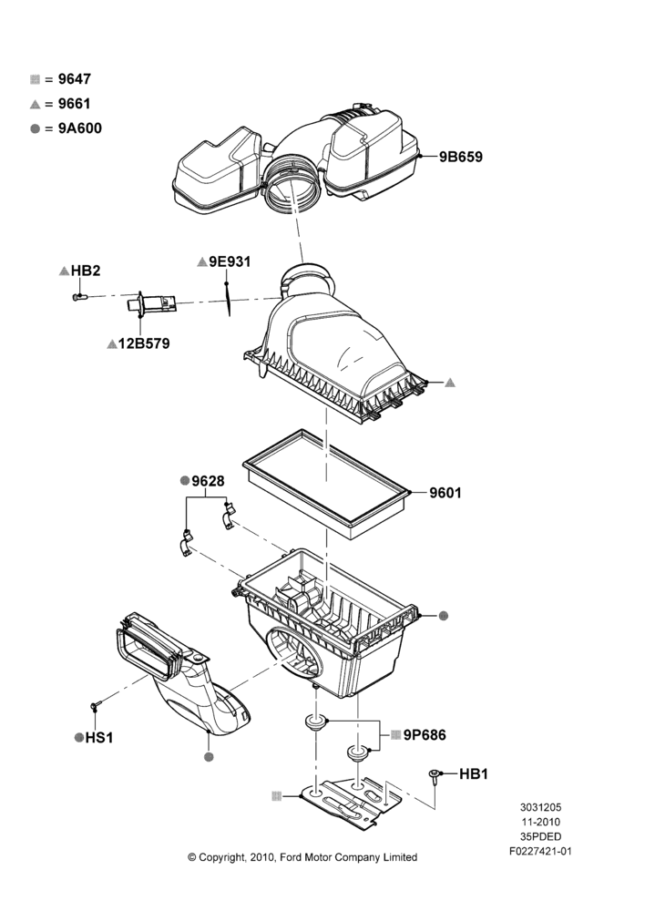 05E - Air Cleaner, 3.5L Cyclone V6 Petrol TIVCT; 01/NOV/2010-06/FEB/2012