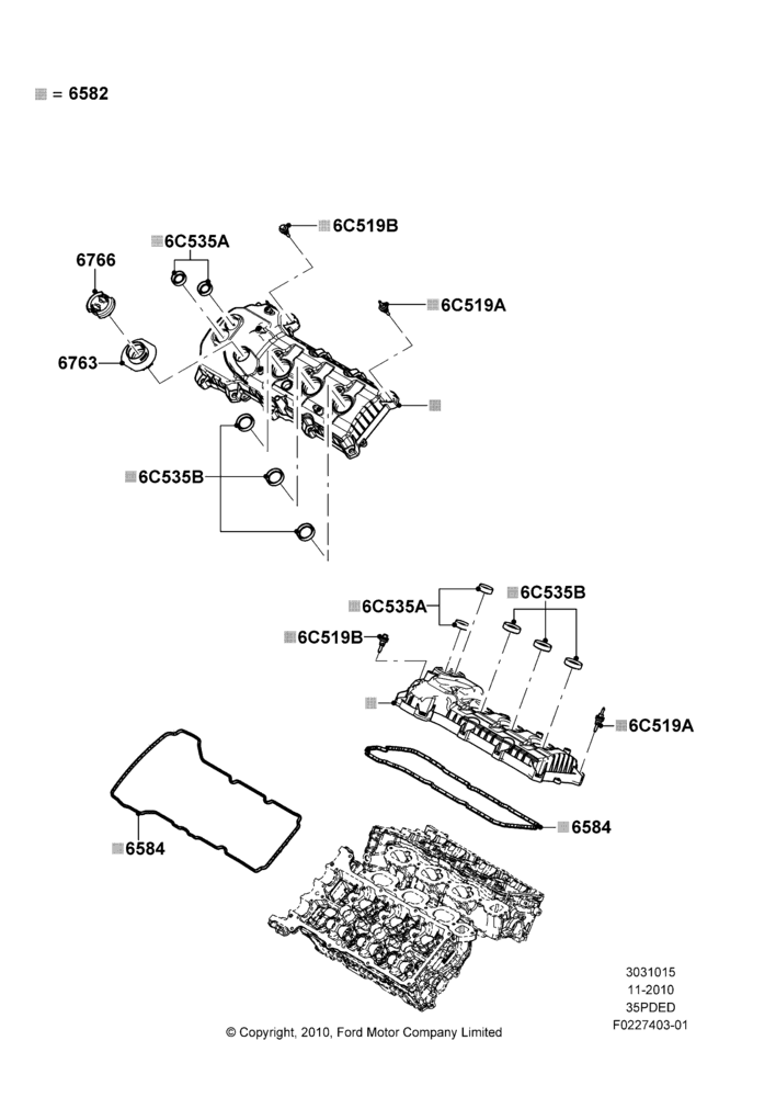 15E - Cylinder Head Cover, 3.5L Cyclone V6 Petrol TIVCT; 01/NOV/2010-03/MAR/2019