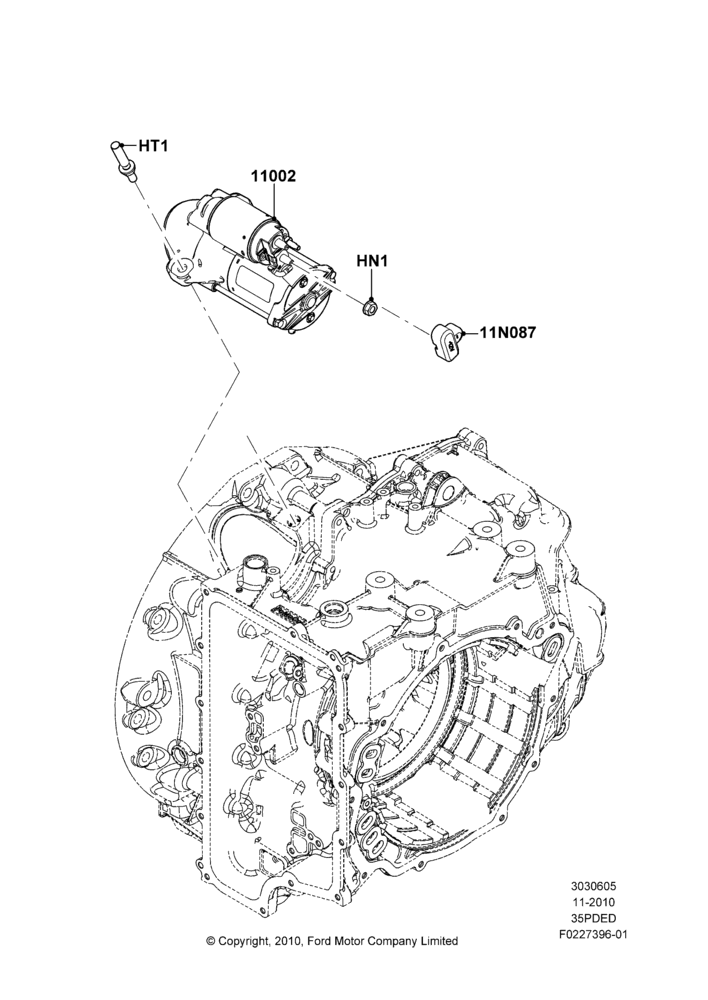 05E - Starter Motor, 3.5L Cyclone V6 Petrol TIVCT; 01/NOV/2010-03/MAR/2019