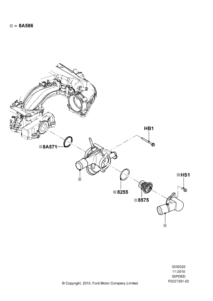 20E - Thermostat/Housing & Related Parts, 3.5L Cyclone V6 Petrol TIVCT; 01/NOV/2010-03/MAR/2019