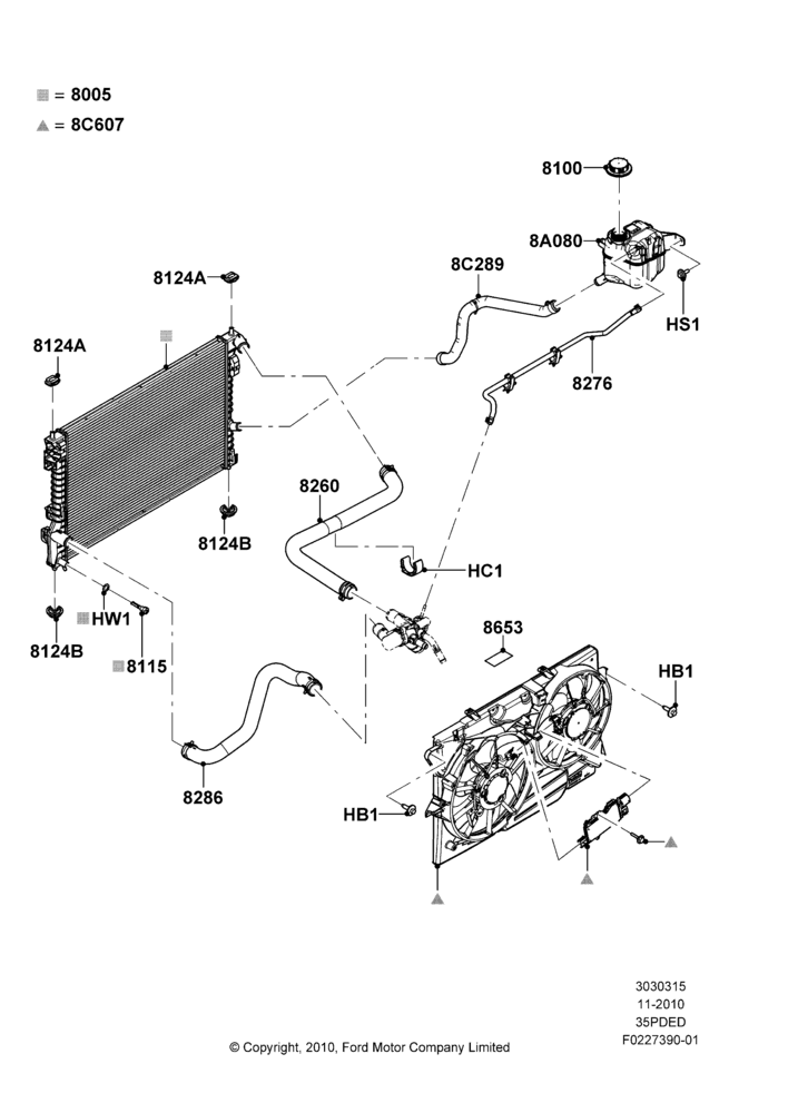 Radiator/Coolant Overflow Container, 3.5L Cyclone V6 Petrol TIVCT