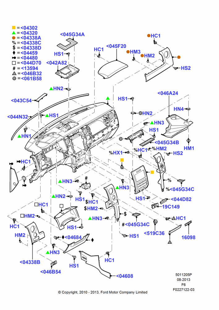 05P - Instrument Panel, All Flow Thru Floor Consoles, FX4 Off Road, Lariat, Lincoln, Trim Pieces; 03/NOV/2010-23/DEC/2014