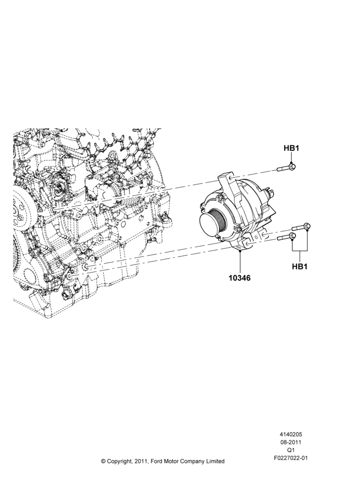 05B - Alternator and Mountings, 2.0L EcoBoost (240PS); 08/AUG/2011-24/DEC/2014