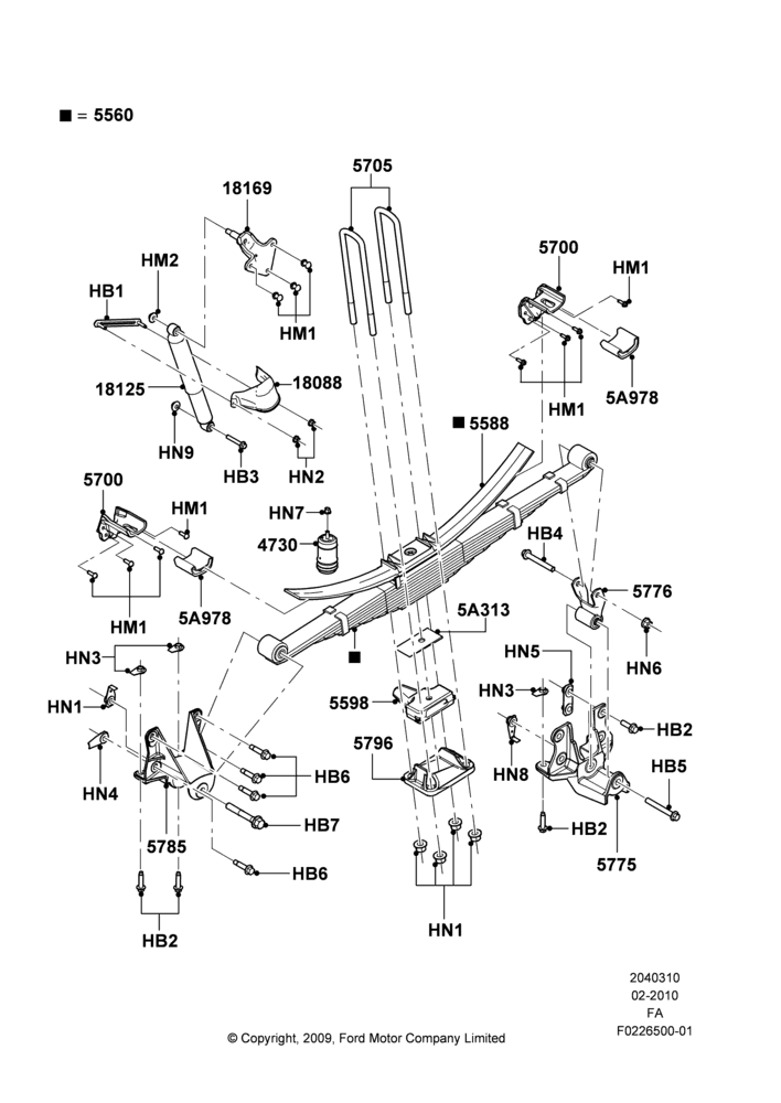 10E - Rear Springs and Shock Absorbers, Ford 550 Series, Narrow Frame (Chassis Cab), Ford 450 Series; 22/FEB/2010-05/JUL/2016