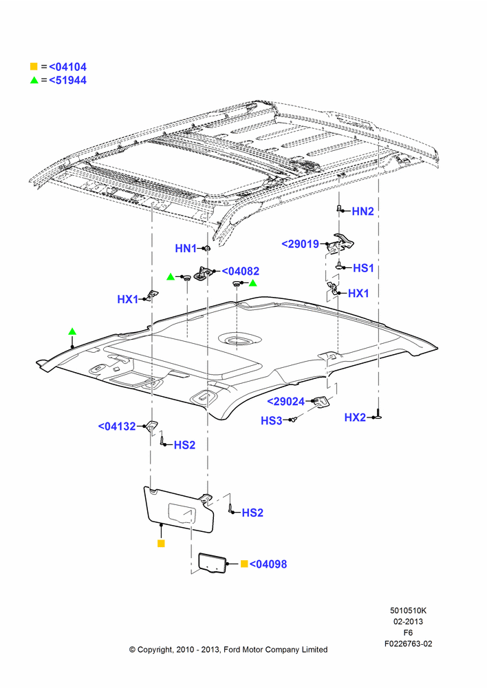 10K - Headlining and Sun Visors, Crew Cab; 03/NOV/2010-23/DEC/2014