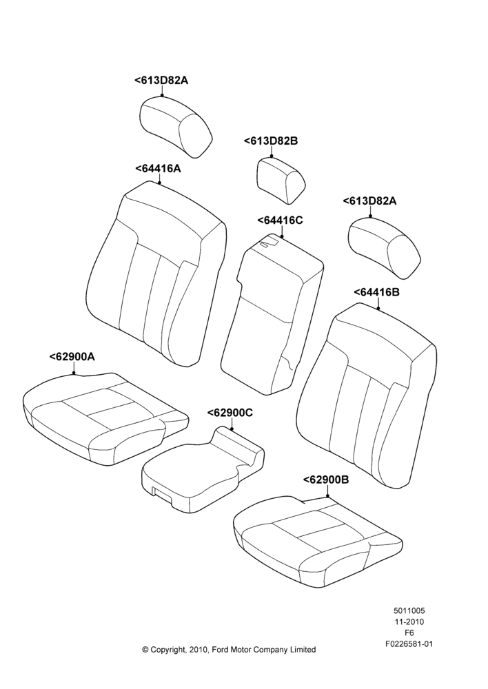 05AS - Front Seat Covers, With 40/20/40 Split Bench Frnt Seat; 03/NOV/2010-23/DEC/2014