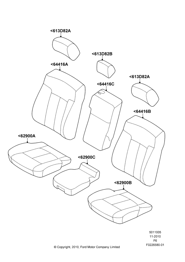 05AR - Front Seat Covers, With Split Bench Front Seat; 03/NOV/2010-23/DEC/2014