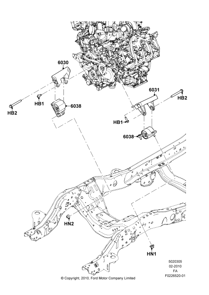 05B - Engine Mounting, 6.7L 4V V8 T/C Diesel; 22/FEB/2010-05/JUL/2016
