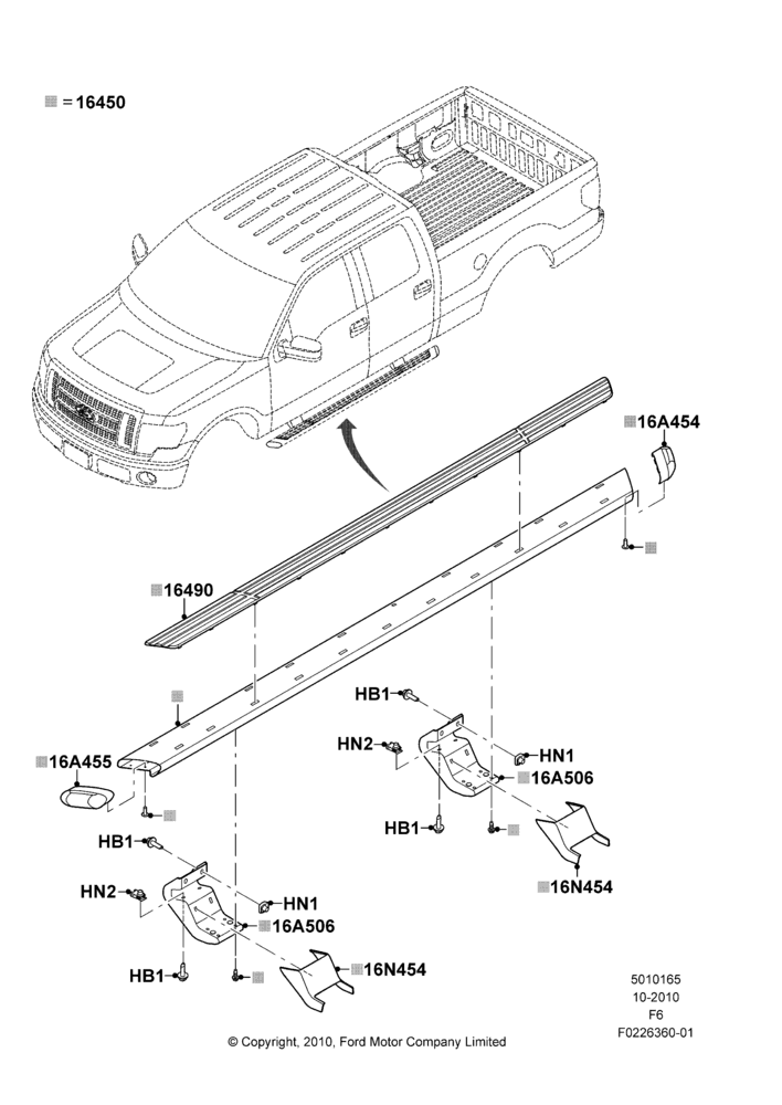 65AC - Running Boards/Side Steps, Crew Cab, With Color Keyed Running Boards; 03/NOV/2010-23/DEC/2014