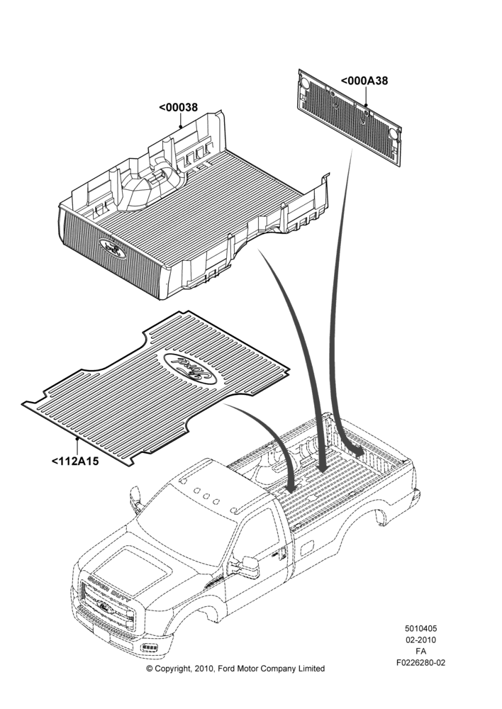 05XB - Pick Up Box/Tailgate and Tonneau, Accessory Bed Mat - Bed Liner, Below Bed; 22/FEB/2010-05/JUL/2016