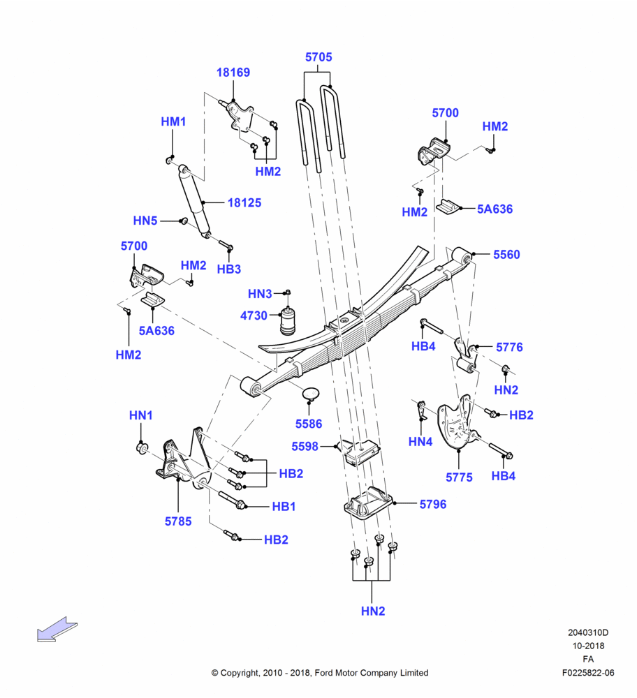 10D - Rear Springs and Shock Absorbers, Ford 550 Series, Wide Frame (Pickup), Ford 450 Series; 22/FEB/2010-05/JUL/2016